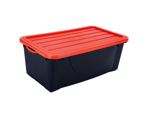 Storage box with lid 6L (black / orange)