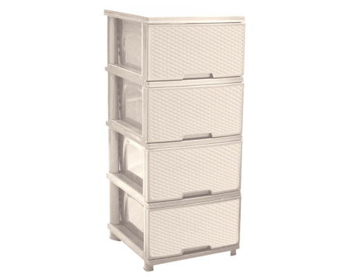 Chest "Rattan" on 4 drawers (creamy)