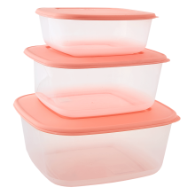 Food storage container square set "3 in 1" (transparent / apricot)