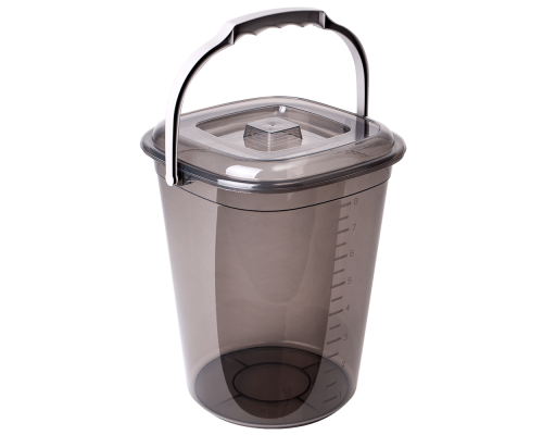 Pail "Smart" with lid 9L (brown transparent / cocoa)