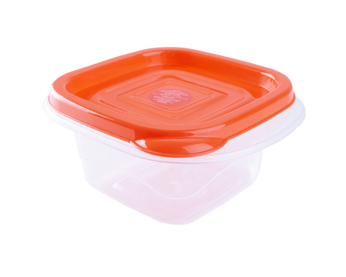 Food storage container "Omega" square 1L (transparent / orange)