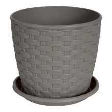 Flowerpot "Rattan" with tray 12x11cm (cocoa)