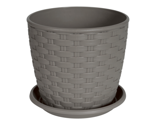 Flowerpot "Rattan" with tray 12x11cm (cocoa)