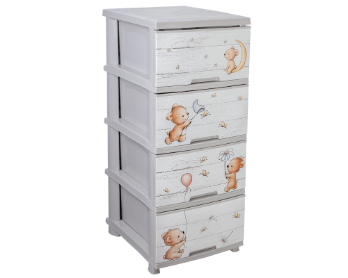 Chest with decor on 4 drawers (creamy, Bears)