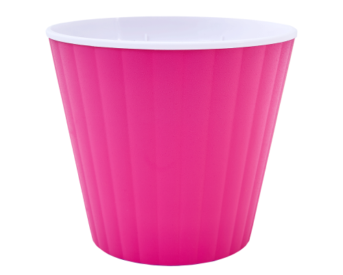 Flowerpot "Ibis" with insert 13,0x11,2cm (dark pink / white)