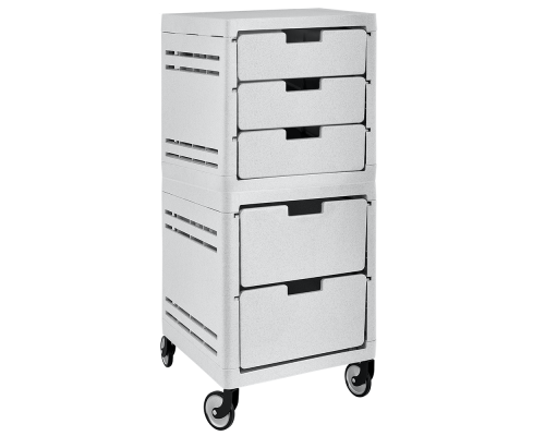 Chest of drawers on 5 drawers on wheels (white)