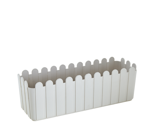 Flowerpot "Fence" balcony with insert 49x16,5cm (white rose)